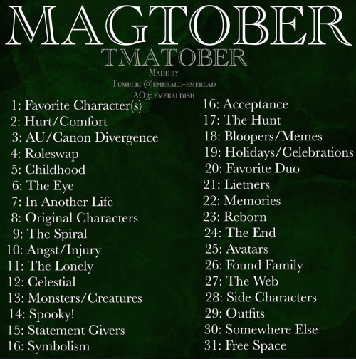I Didn't Know If Anyone Needs A List But We're Almost To October So Why Not? :DD