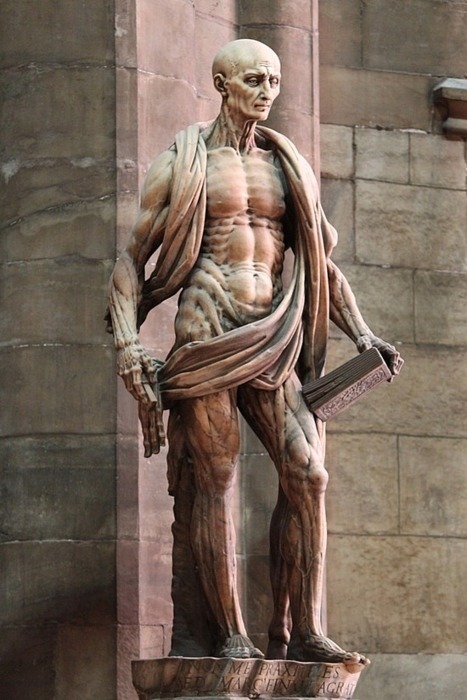 detail-detail-detail:St Bartholomew, an early Christian martyr who was skinned. If you look closely,