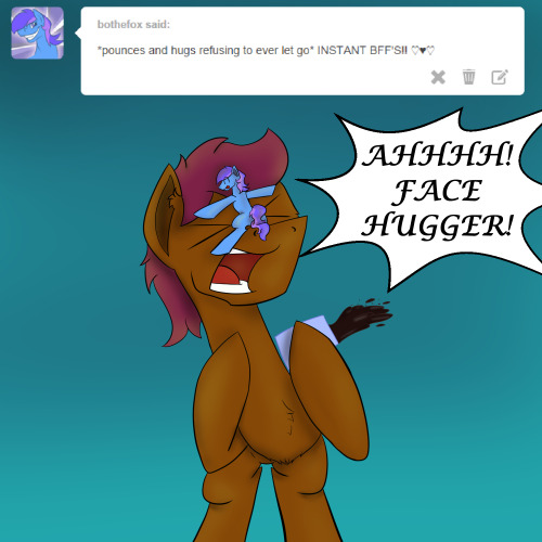 adventuresofthecolossalpony:  ask #1  I didn’t think they were that friendly! (Thank you all very much for 65 followers already!)  X3 Yay! <3