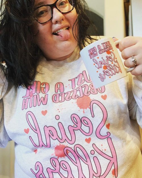 Just a girl with her new sweatshirt and matching mug @hippierunner #serialkillers #truecrimehttps: