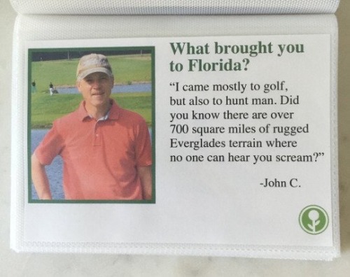 prison-mikes-bandana:A guy made a fake guide book about reasons why people visited Florida and they are far better than real reasons why people visit Florida!!!!’