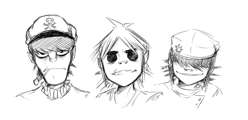 cjs-scribbles:Sketchy headshots but I finally attempted to draw murdoc again after..months??