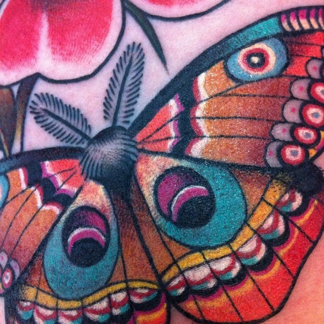 guendouglas:  Moth detail  from today inner arm @salonserpenttattoo #tattoo #tattoos