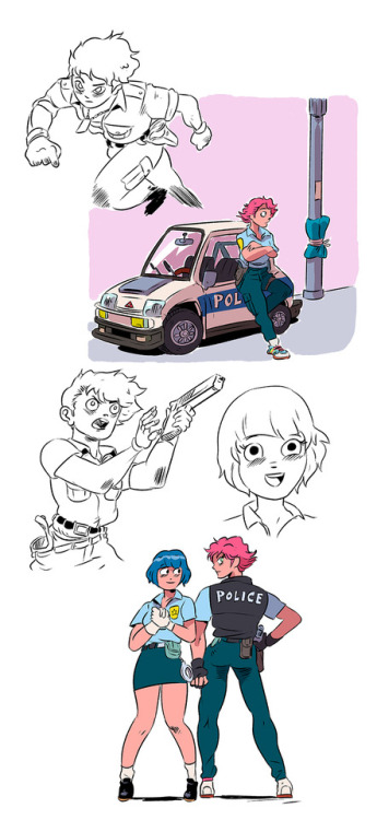 doubleicebackfire: Small Town Girl : a new story I’m working on. A young police woman enters a wrestling competition in order to fight corruption. I want this project to have a 80′s anime/City Pop feel. Hope that’ll do it. 