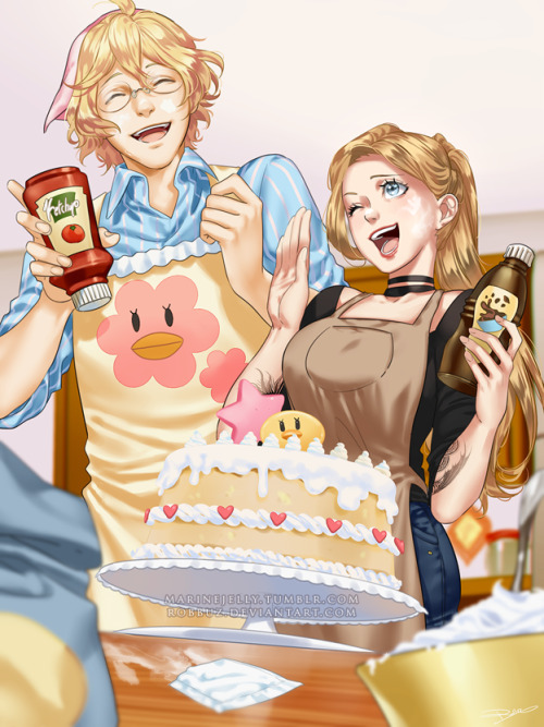 Utapri commission for gamerlibrarian, featuring her and Natsuki having a nice baking session! :D tha