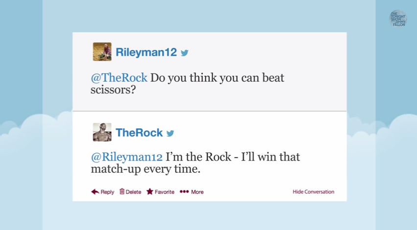 fallontonight:  In Reply To: The Rock always beats scissors.  
