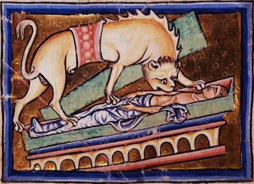 medievalengravings:Hyena, British Library, Royal MS 12 C. xix, Folio 11v