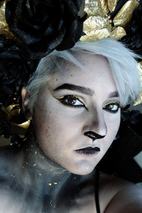 uponthemoorsx:  My very first makeup look of the new year! Inspired by Pitch Black from ROTG, since I’ve done my Fawn Jack numerous times and the stupid villain asshole needed some attention, too.All in all, 2015 was an incredible year for me as a makeup