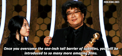 oui-ladybug:Bong Joon-ho accepting Best Foreign Language Film at the 77th Golden Globe Awards for PA