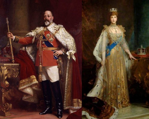 Coronation portraits of King Edward VII of the United Kingdom (son of Queen Victoria) and Queen Alex