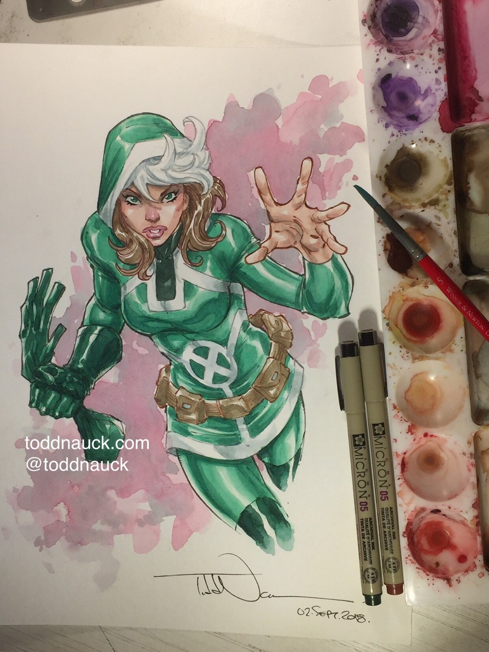 Art of Todd Nauck — Rogue, X-Men Pigma Micron colored pens and