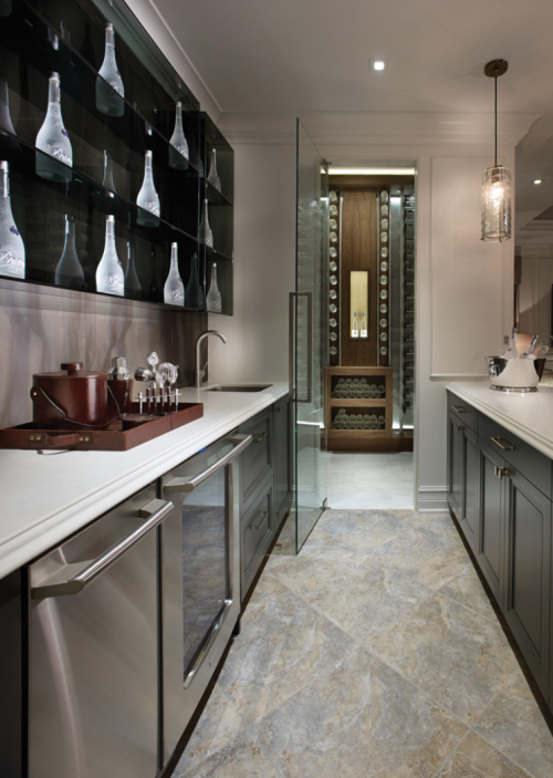 {Like yesterday’s model homes, the larger of the two was also the one with a more transitional