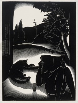dazzledent:  Sultry Day by Paul Landacre , wood engraving, 1937.  This is one of my favorite prints.  Just about perfect.