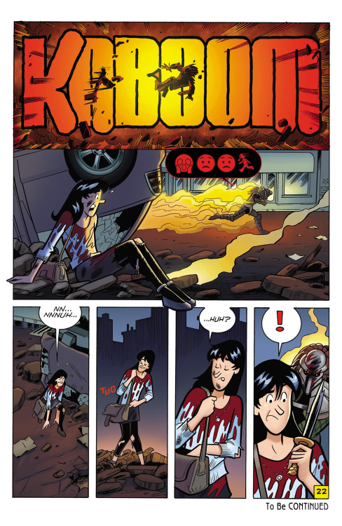 Archie vs. Predator #2Jughead, Moose, Midge, Reggie, Chuck, Kevin, and Kevin’s Dad vs. PredatorBest Yo Mamma “Joke” in recen memory.Sorry, Kevin. Looks like Archie wasn’t there to take the bullet for you this time.