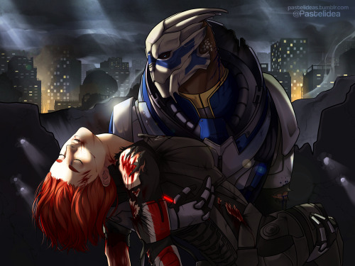 pastelideas: Happy N7 Day, everyone!Here’s a commission for @fiannans of Garrus and their Shepard.Co