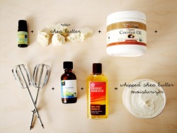 heyfranhey:  DIY Whipped Shea Butter Moisturizer For Skin &amp; Hair  &ldquo;I try to keep my hair maintenance routine as minimal and low cost as possible. I’m not a product junkie and I pick products based on my specific hair problems. Dryness is a