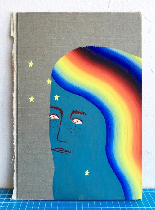 littlealienproducts:
“Gouache painting on a found book cover. Available from Sad Haus Press
”