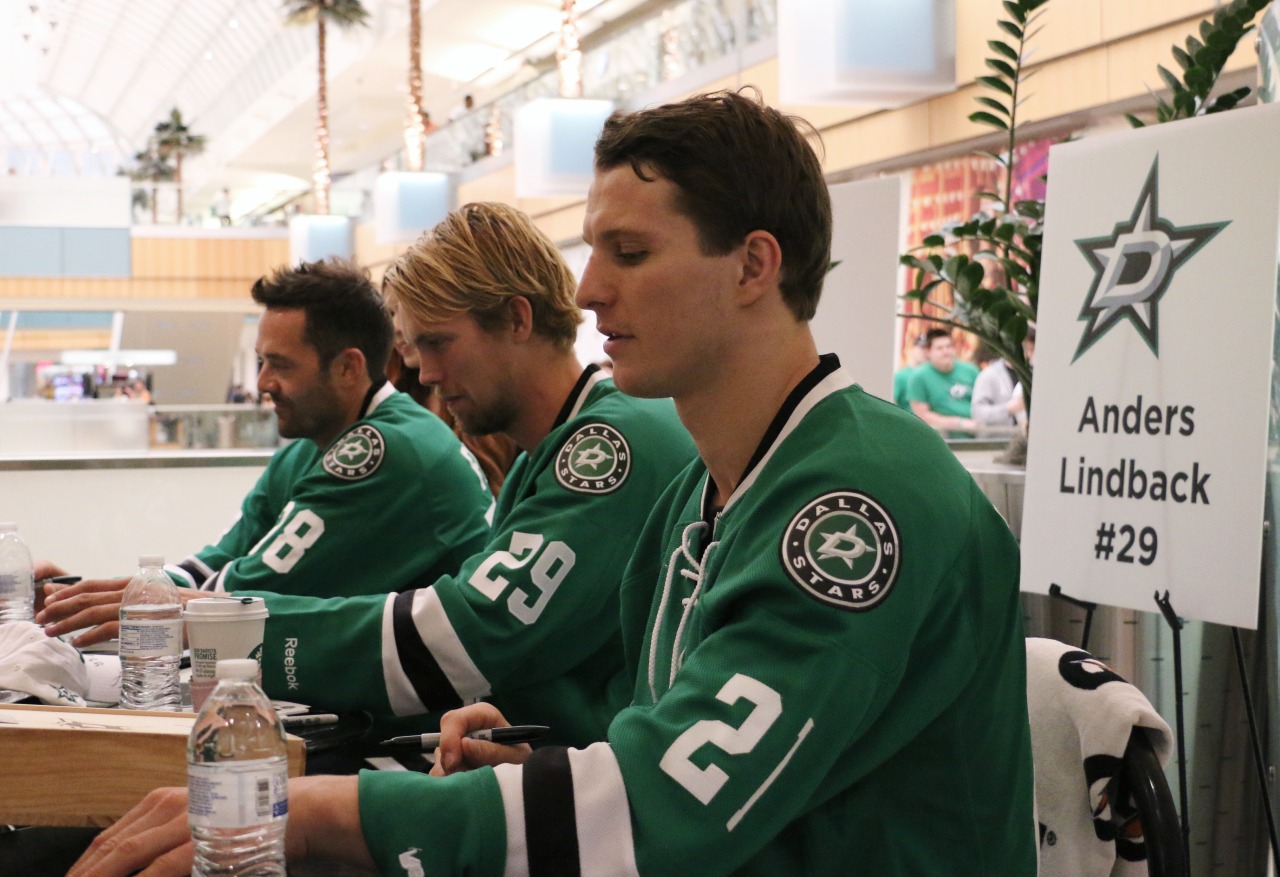 rox-star:
“Vernon Fiddler, Anders Lindback, and Antoine Roussel at Dallas Stars Ice Breaker @ Dallas Galleria Sept 13, 2014
”