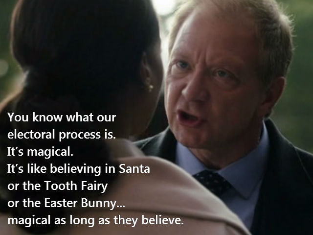 This is easily one of my favorite Cyrus Beene moments from season 2!
“ “You’re willing to bring down the whole Republic because you feel guilty. You know what our electoral process is. It’s magical. It’s like believing in Santa or the Tooth Fairy or...