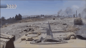 celer-et-audax:  A Syrian Armoured Column of MBTs and IFVs as they drop troops near