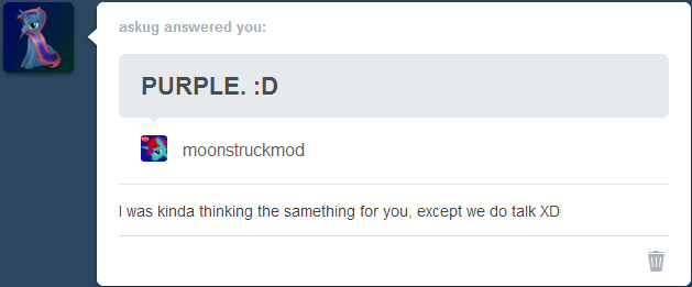 moonstruckmod:  Mod: So, Purple kinda makes sense. :U 