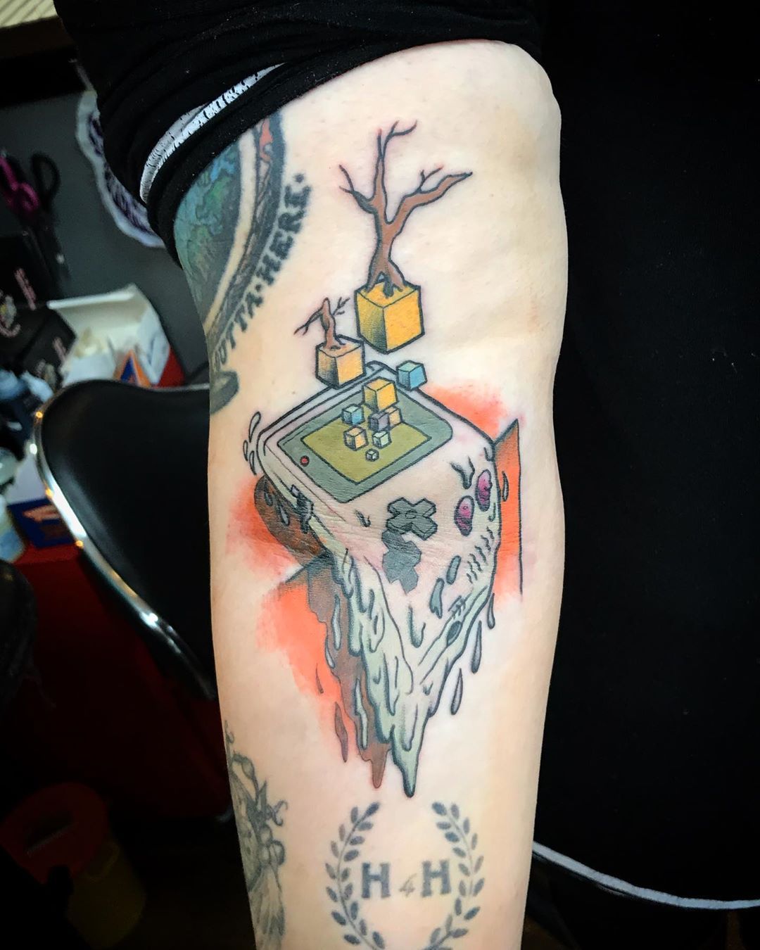 Tattoo uploaded by Daniela Hernández • Game boy with my favorite Pokémon  💕💕 Pokémon: Blissey Artist: Nemo Tattoo instagram: nmx_tattoo Santiago,  Chile 🇨🇱 • Tattoodo