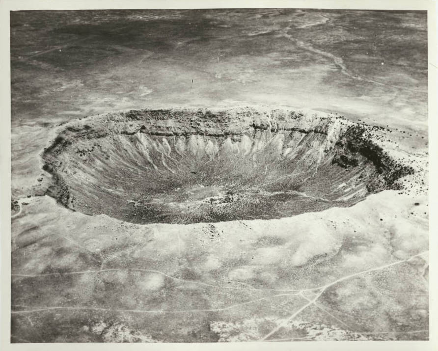 humanoidhistory:  The Barringer meteor crater in Arizona, circa 1920. (USC Digital