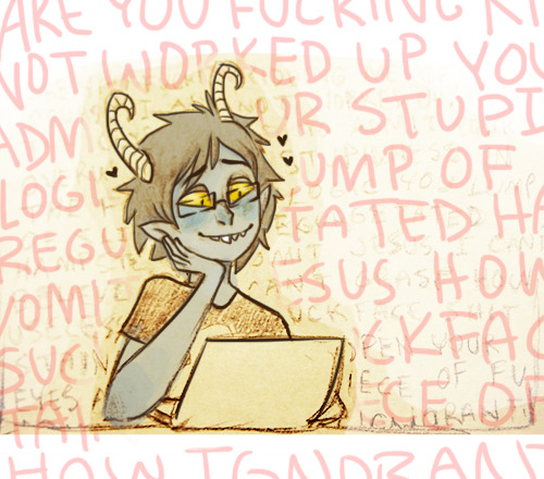 rapidopatter:  I know kids-are-the-trolls-and-the-trolls-are-the-kids has been done a thousand times over, but I was just thinking about how Karkat had originally had a black crush on John, so if John was a troll instead, what if he had a red crush on