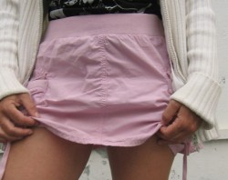 Bi-Tami:  Wonder What Is Under My Pink Skirt?? Remember My Lips?? Shaved For A Change…Holiday