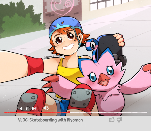 Sora and Biyomon  The coolest vloggers ever! * O *. Penultimate art in the series of Digimon Adventu