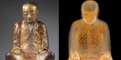 npr:  popmech:This Buddha Statue Hid a Mummified Monk for a MilleniumResearchers at the Drents Museum in the Netherlands found an unexpected guest inside a 1,000-year-old Buddha statue: a mummified Buddhist monk sitting in lotus position. Found during