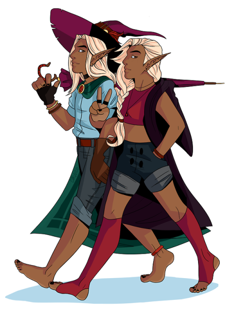 corvvidd:They’re the best?? [ID: a drawing of Taako and Lup, walking side by side. They are tw