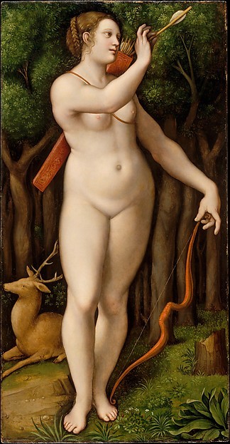 theancientwayoflife:~Diana the Huntress.Artist: Giampietrino (Giovanni Pietro Rizzoli) (Italian, Mil