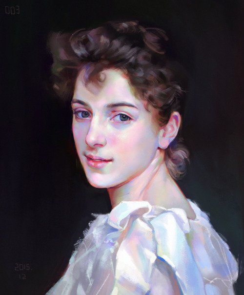 A master study after master William-Adolphe Bouguereau. Portrait of Gabrielle Cot -1890