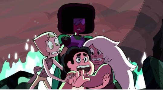 ahunkahunkaburninlove:  These shots here?  These happen when Lapis pops out of the rubble of the crash, and when Jasper is trying to convince Lapis to fuse… And when she agrees to fuse with Jasper… Now, compare those shots to how the Gems were when