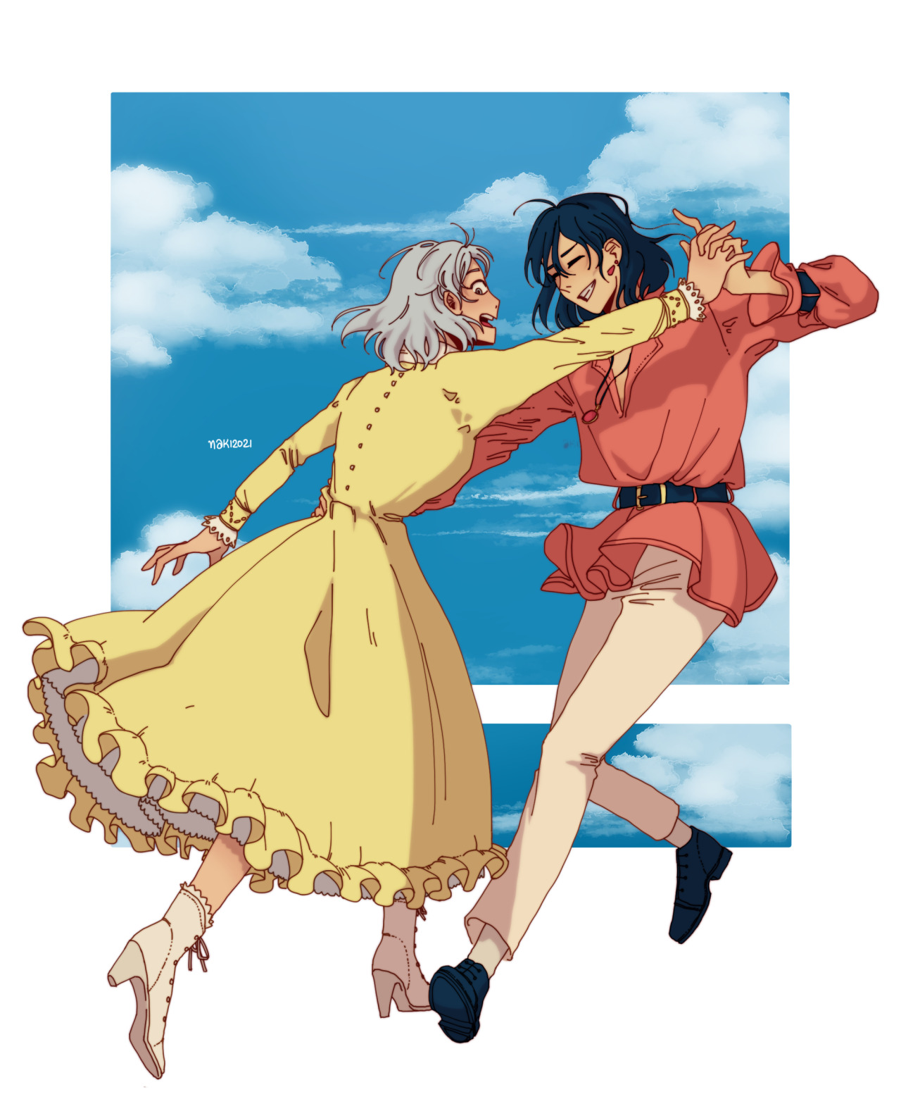 howl and sophie dancing uwu #howls moving castle #ghibli#studio ghibli#ghibli art #howls moving castle  #howl and sophie #dancing#anime#my art