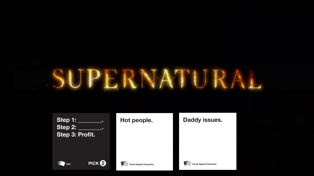 girlwhovian:cards against humanity / supernatural edition requested by anon [sherlock