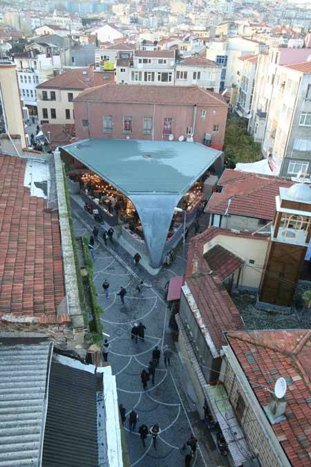 Beautiful and functional outdoor fish market in Istanbul that respects the surrounding environment.P