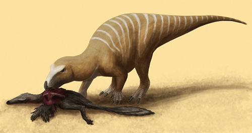 alphynix:A little bit of role reversal. Tenontosaurus eating a Deinonychus, just because it can.Many