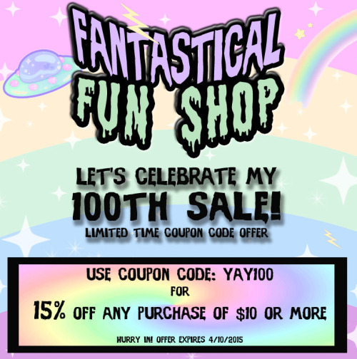 kawaiifinds:  let’s celebrate FantasticalFunShop’s 100th sale with this 15% off coupon! click here to shop for kawaii accessories!