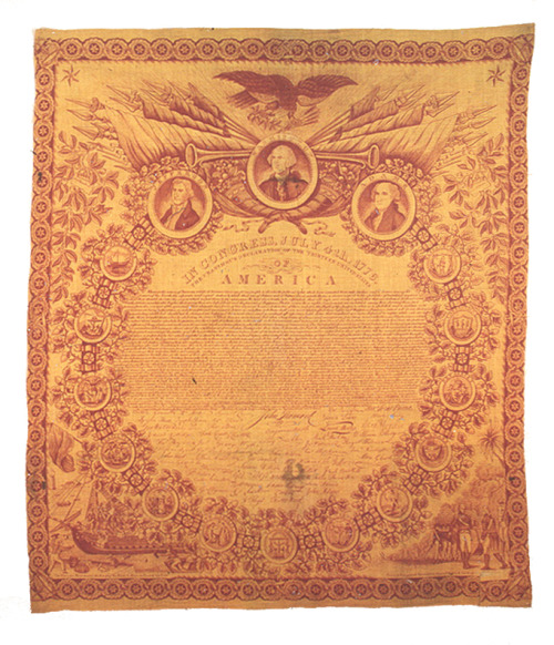 Bandana, Declaration of Independence, 1778. Cotton. Copper-plate printed on plain weave. USA. Via Co