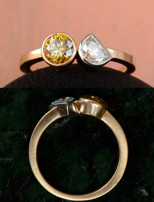 eriebasin:EB Sun & Moon Ring, 0.72ct Yellow Diamond, 0.46ct Half Moon White Diamond, Platinum &a