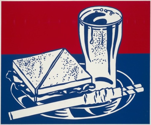 artist-lichtenstein:Sandwich and Soda, from X + X (Ten Works by Ten Painters), Roy Lichtenstein, 196
