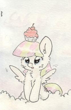 slightlyshade:  I think that cupcake was placed there by one Ditzy Doo, and now she refuses to move!  x3! Aww~