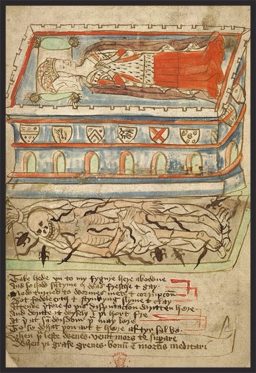 medieval-women:Late 15th century depiction of a woman’s cadaver tomb. The image of a beautiful