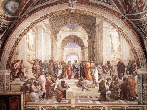 RAFFAELLO Sanzio - The School of Athens da Faces of Ancient EuropeTramite Flickr:RAFFAELLO Sanzio.(b