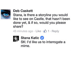 breathlifein:Best of Stana Katic chat on March 21 2016 with Chad Creasey. MAKE STANA INTERROGATE A M