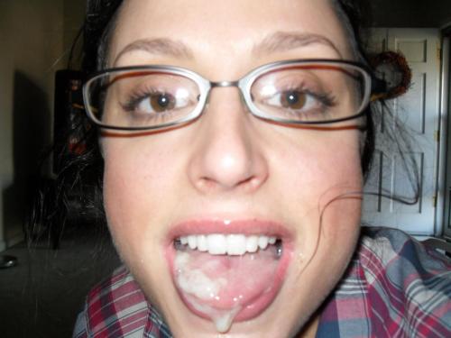 Girls in glasses gobbling goo. 