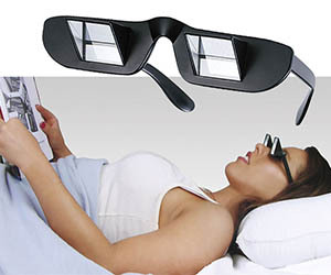 Lazyglasses. 90 degree mirrored glasses so you can lie down straight and still read