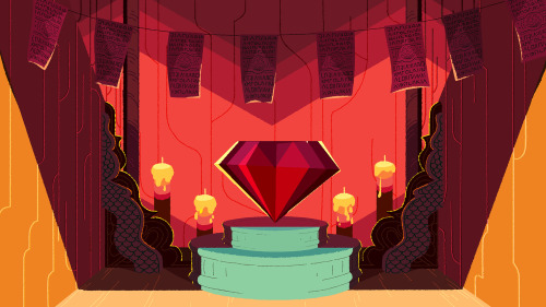 amandawinterstein:  eusong:  Hello. I hope you guys enjoyed Garnet’s Universe, EP33. And here are some BGs i did for the episode. I was happy that i could do both design and color with little different look, but still Steven Universe. I hope people